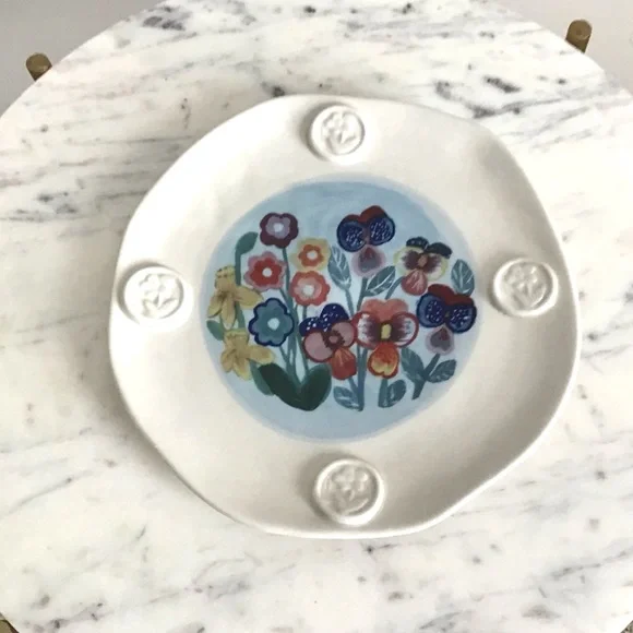 Anthropologie Francesca Kaye Handpainted Glazed Plate New In Box - Picture 7 of 10